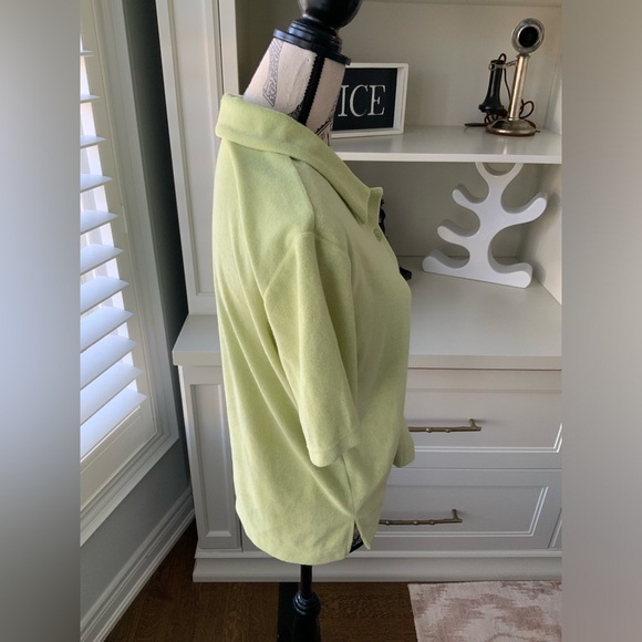 REFORMATION Fuji Button up Green Terry Shirt Short Sleeve Patch Pocket SZ Small - Picture 7 of 13